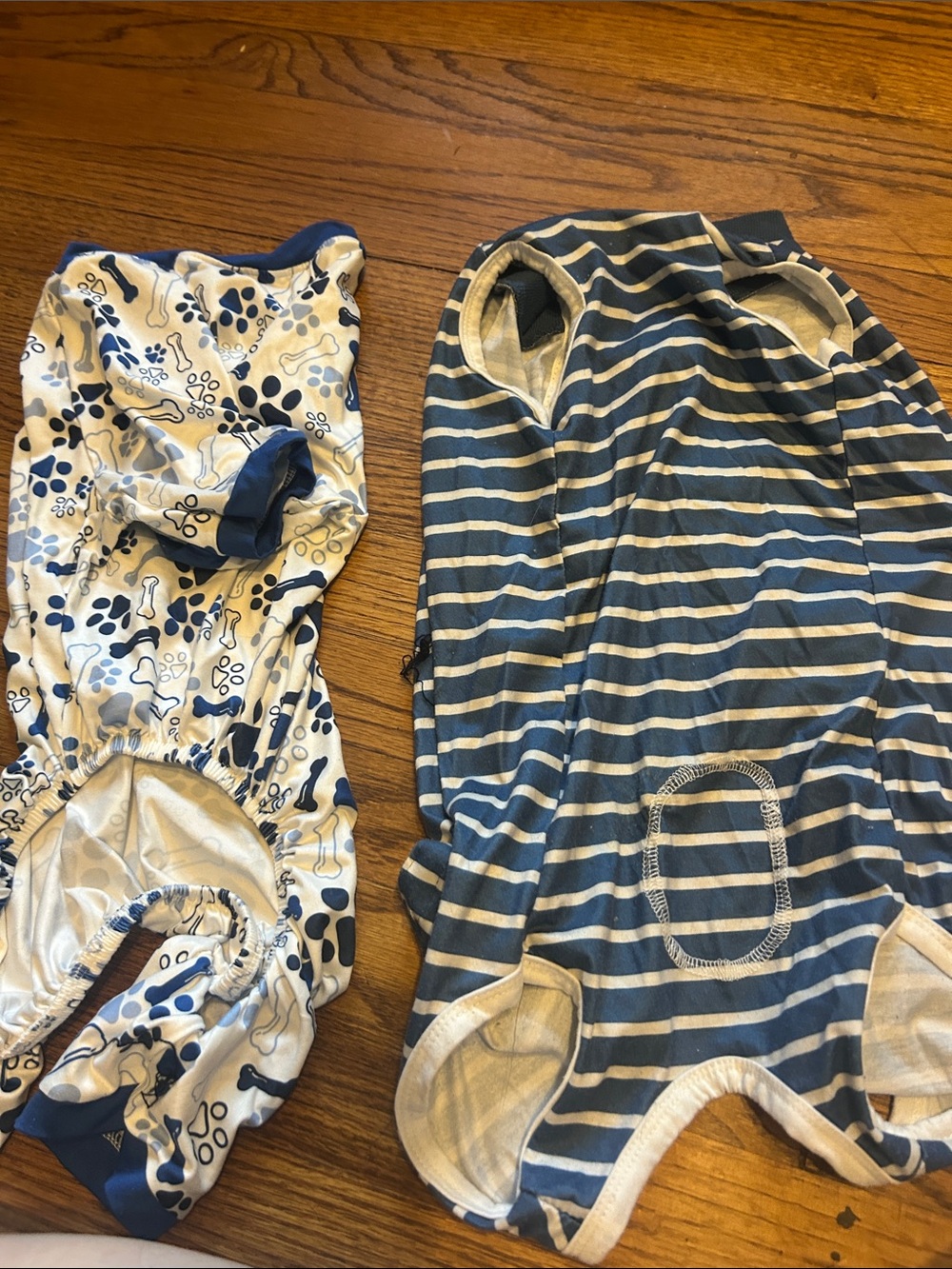 Blue Paw-Print & Striped dog outfit large